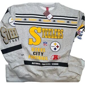 Men's Fleece Crew Vintage Pittsburgh Steelers SZ 4XL